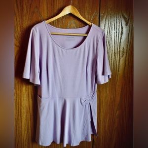 Lilac Blouse with Sleeve Detail and Pocket